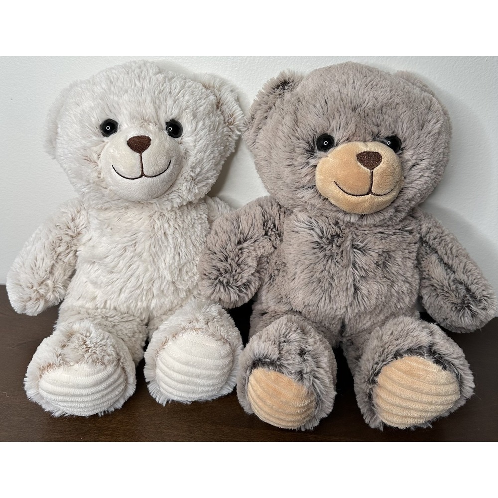 Spark Create Imagine Bear Plush Teddy Gray White Soft Ribbed Feet KY823034-B Lot